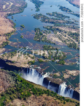 The world's three largest waterfalls seen from the sky Victoria Falls in Africa (dry season) 73804041