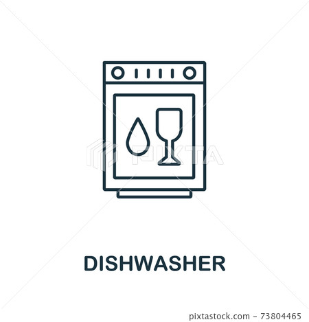 Dishwasher icon from household collection. Simple line Dishwasher icon for templates, web design and infographics 73804465