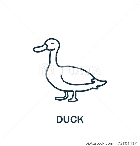 Duck icon from home animals collection. Simple line element Duck symbol for templates, web design and infographics 73804487