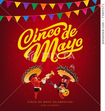 Mexican Cinco de Mayo red peppers with sombreros 73805571