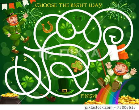 Kids maze game with st Patricks day leprechauns 73805613