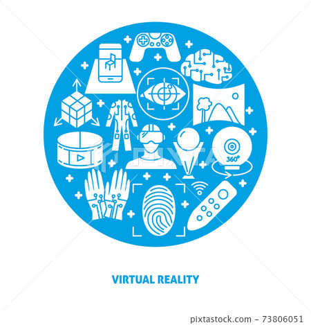 Virtual reality concept banner in flat style 73806051