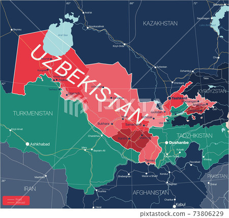 Uzbekistan country detailed editable map Uzbekistan country detailed editable map 73806229