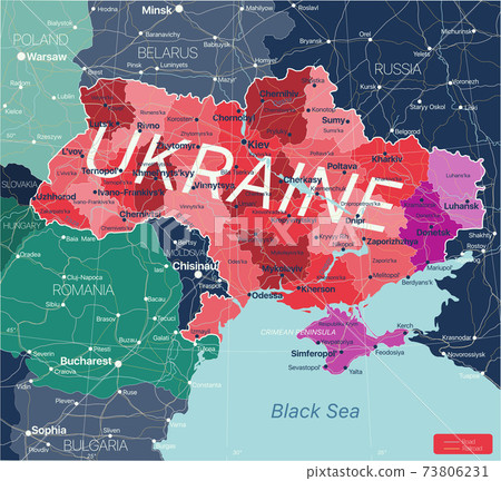 Ukraine detailed editable map 73806231