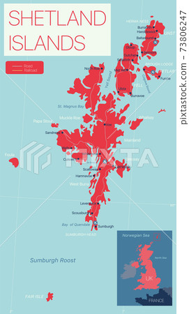 Shetland islands detailed editable map 73806247