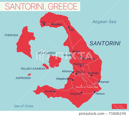 Santorini island detailed editable map Santorini island detailed editable map 73806249