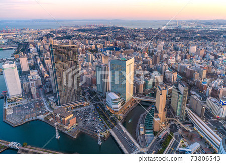 Yokohama cityscape of Japan Overlooking the cityscape of Yokohama. The piers of the ropeway have appeared 73806543