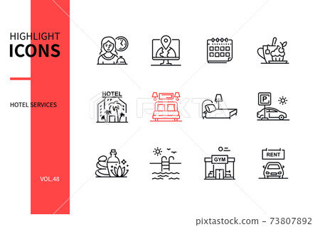 Hotel services - line design style icons set 73807892
