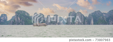 Picturesque sea landscape. Ha Long Bay, Vietnam BANNER, LONG FORMAT Picturesque sea landscape. Ha Long Bay, Vietnam BANNER, LONG FORMAT 73807983