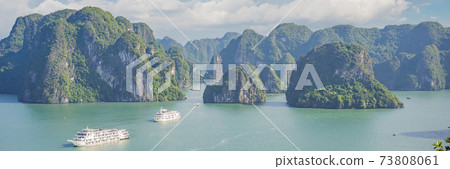 Picturesque sea landscape. Ha Long Bay, Vietnam BANNER, LONG FORMAT Picturesque sea landscape. Ha Long Bay, Vietnam BANNER, LONG FORMAT 73808061