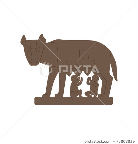 Ancient Roman Capitoline wolf, flat silhouette vector illustration isolated. 73808839