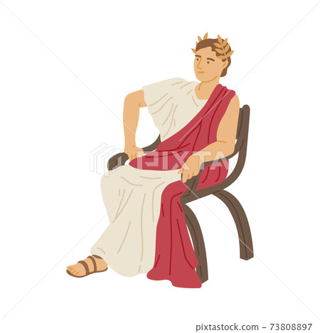 Antique emperor of ancient roman patrician flat vector illustration isolated. 73808897