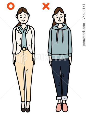 Golf etiquette, dress code, female correct and incorrect answers, fall / winter 73809131