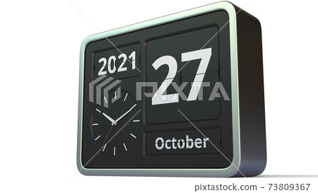 October 27 date on the flip clock calendar, 3d rendering 73809367