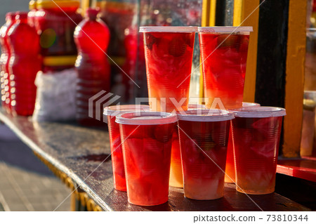Refreshing beverages vendor at city pier in Istanbul Refreshing beverages vendor at city pier in Istanbul 73810344