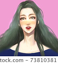 Woman with long hair smiling 73810381
