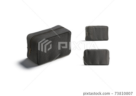 Blank black canvas cosmetic bag mockup Stock Illustration