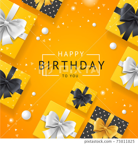 Birthday Concept Banner Card with Realistic 3d Detailed Elements. Vector 73811825