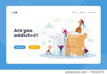 Sugar Addiction Landing Page Template. Tiny Characters at Huge Sack and Glass of Cane Sugar. People Addict of Sweets Sugar Addiction Landing Page Template. Tiny Characters at Huge Sack and Glass of Cane Sugar. People Addict of Sweets 73812071