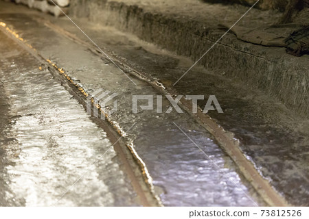 Wieliczka mine. Salt caves near Krakow. The track in the salt cave. 73812526