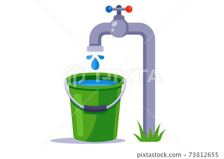 fill a green bucket with water. clean tap water. fill a green bucket with water. clean tap water. 73812655
