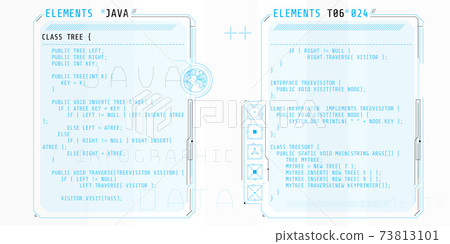 HUD interface elements with part of the code Java. HUD interface elements with part of the code Java. 73813101