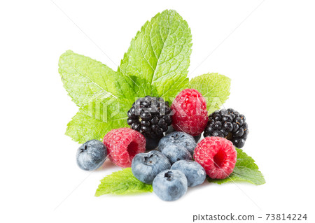 Mix of different berries on a white background. Isolated Mix of different berries on a white background. Isolated 73814224
