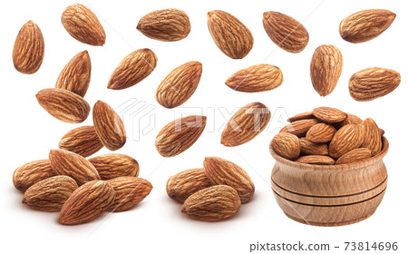 Almond nuts isolated on white background, collection Almond nuts isolated on white background, collection 73814696