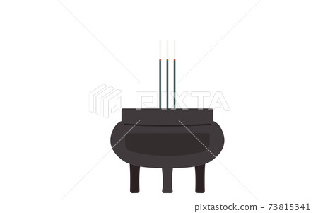 Illustration of an incense burner with three incense sticks 73815341