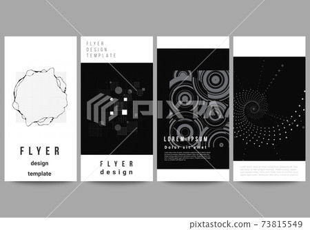 Vector layout of flyer, banner design templates for website advertising design, vertical flyer design. Abstract technology black color science background. Digital data visualization. High tech concept 73815549