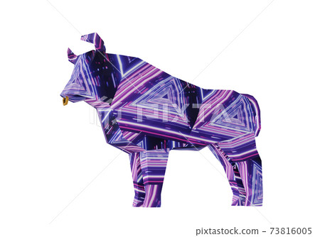 Polygonal Stylized Bull, a symbol of the new year 2021, 3d render 73816005