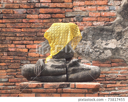 Ayutthaya, Thailand - August 9, 2015 :The Ayutthaya Historical Park covers the ruins of the old city 73817455