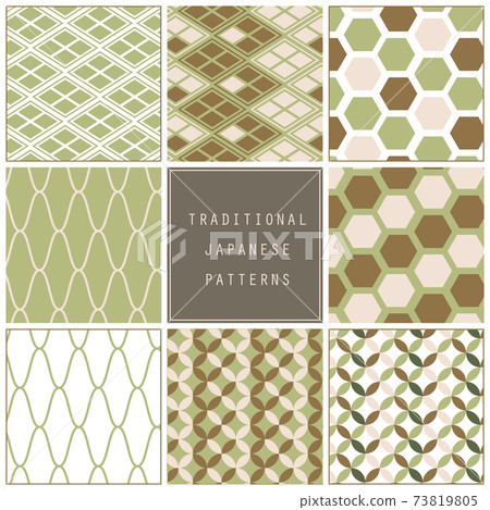 Japanese pattern pattern set ─ turtle shell,... - Stock Illustration ...