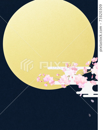 Night cherry blossoms and moon background-there are multiple variations 73820309