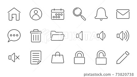 Outline essential UI Icon set. Outline essential UI Icon set. 73820738