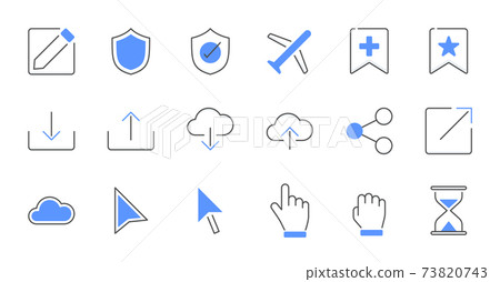 Colored line essential UI Icon set. Colored line essential UI Icon set. 73820743