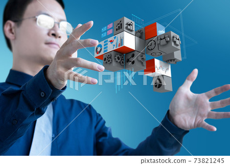 Businessman control management 3d icon of business for research Businessman control management 3d icon of business for research 73821245