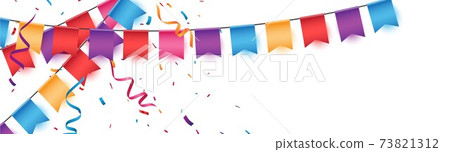 Birthday celebration banner with Colorful bunting flags 73821312