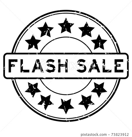 Grunge black flash sale word with star icon round rubber seal stamp on white background Grunge black flash sale word with star icon round rubber seal stamp on white background 73823912