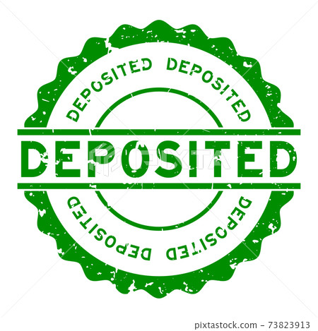 Grunge green deposited word round rubber seal stamp on white background Grunge green deposited word round rubber seal stamp on white background 73823913