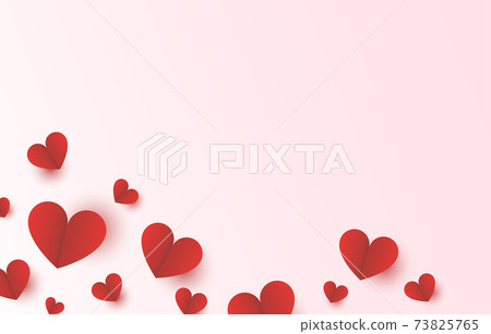 Red heart paper on pink background for Valentine Day love banner design vector illustration. Red heart paper on pink background for Valentine Day love banner design vector illustration. 73825765