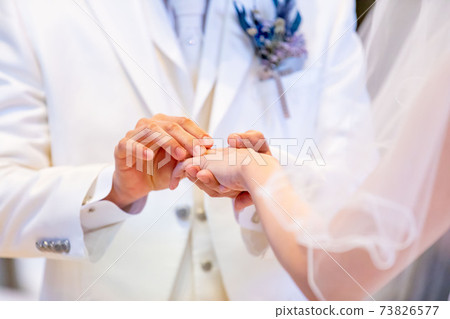 Chapel bride and groom ring exchange 73826577