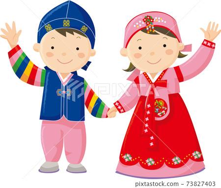穿著民族服裝的韓國兒童 穿著民族服裝的韓國兒童 73827403