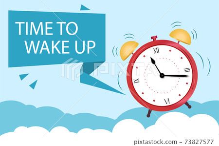 The concept of an alarm clock wakes up from sleep. Banner Time to wake up. 73827577