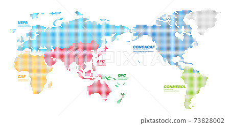 Map of the Federation of International Football Associations made up of square dots with rounded corners 73828002