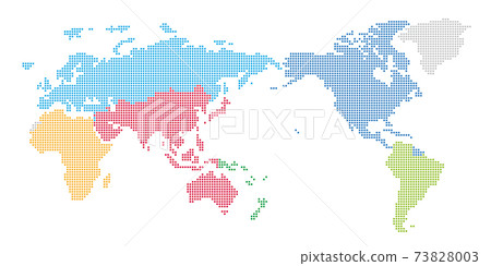 Map of the Federation of International Football Associations made of rounded square dots, centered on the Pacific Ocean, without letters 73828003