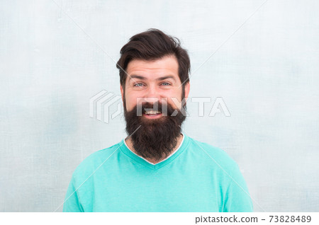 Happy face. Hipster appearance. Beard fashion and barber Happy face. Hipster appearance. Beard fashion and barber 73828489