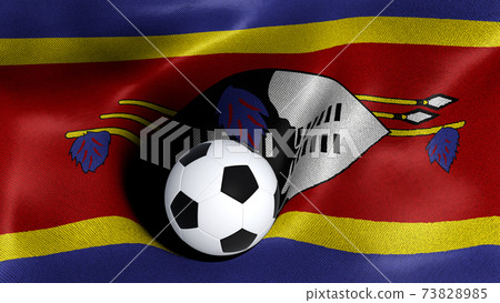 3D rendering of the flag of Eswatini with a soccer ball 3D rendering of the flag of Eswatini with a soccer ball 73828985