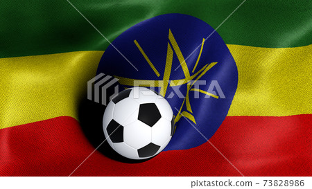 3D rendering of the flag of Ethiopia with a soccer ball 3D rendering of the flag of Ethiopia with a soccer ball 73828986