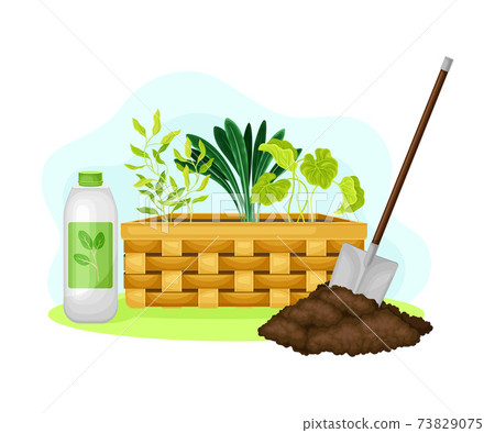 Garden Tools and Equipment with Spade for Soil Cultivation and Planting Vector Composition Garden Tools and Equipment with Spade for Soil Cultivation and Planting Vector Composition 73829075